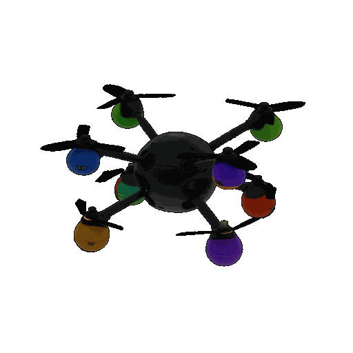 AI generated 3D model of a drone carrying coloured balls