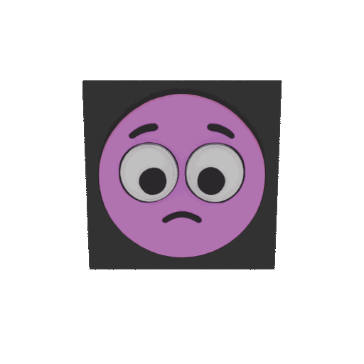 AI generated 3D model of a pin with googly eyes ad a sad face