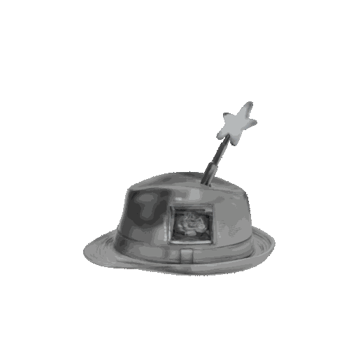 AI generated 3D model of a silver hat with a star-shaped antenna